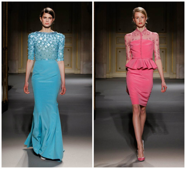 georges hobeika blue and coral dresses